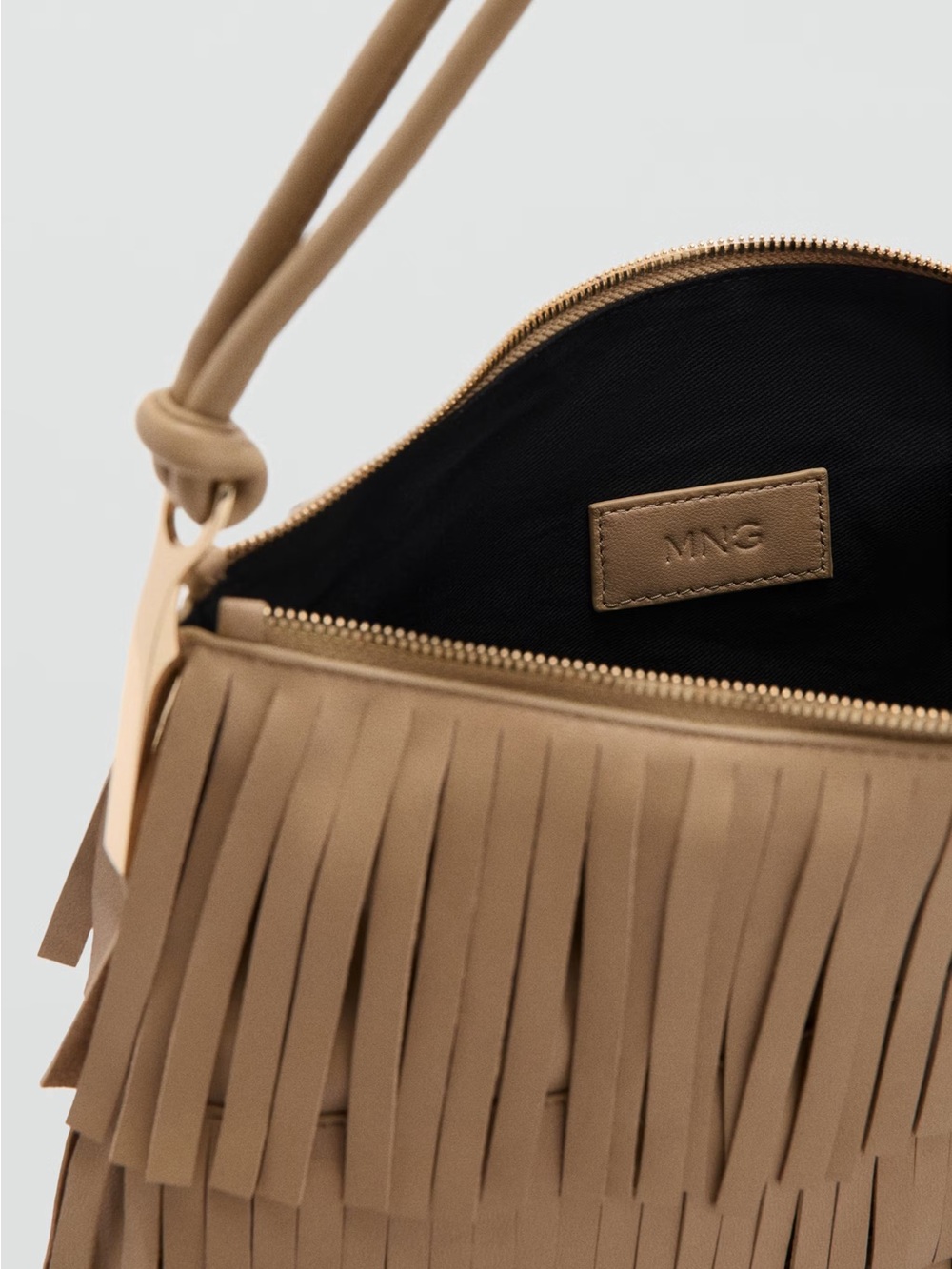 MANGO LARGE LEATHER SHOULDER BAG WITH FRINGES - Picture 6 of 6